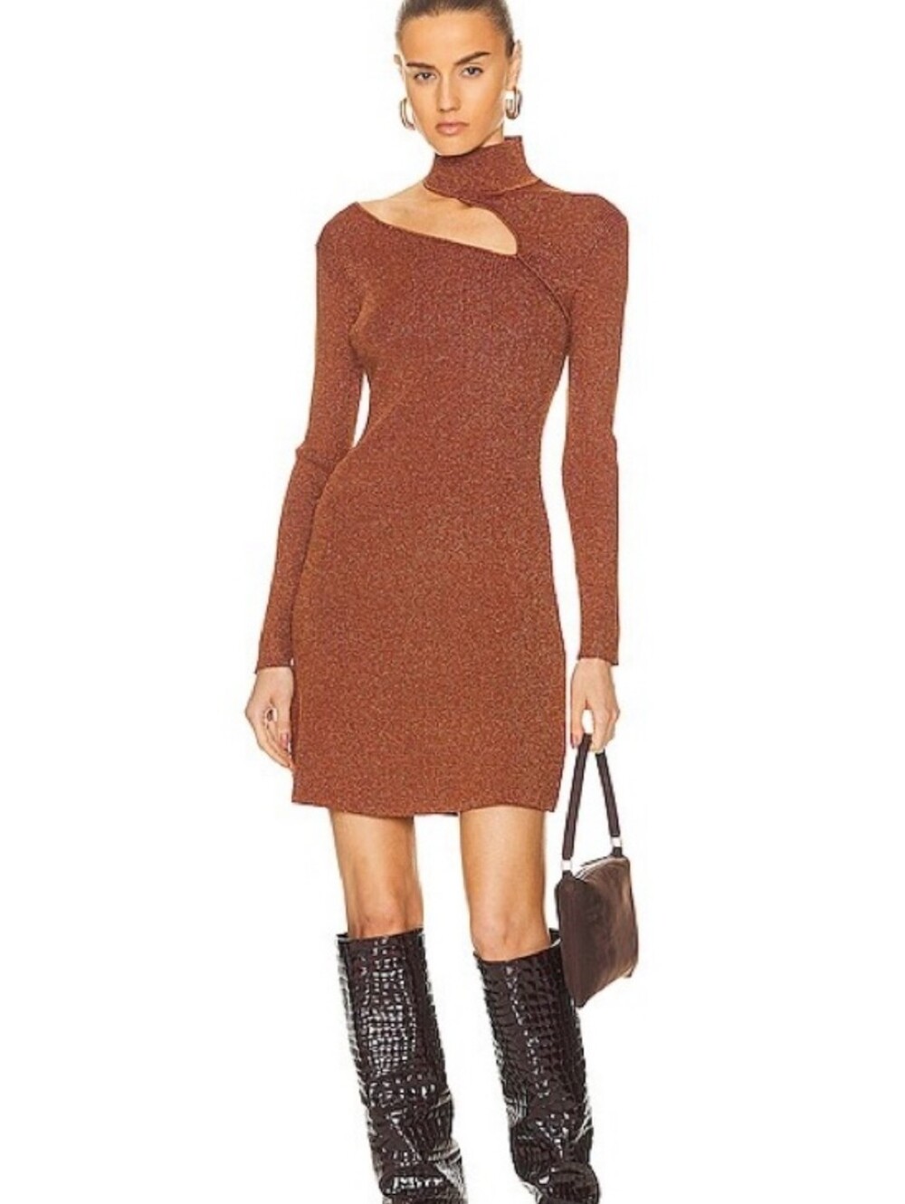 Cult Gaia Jet Cutout Metallic Knit Mini Dress XS NWT